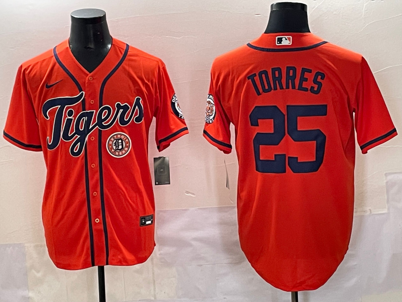 Men 2025 Detroit Tigers #25 Torres orange Nike MLB Jersey style 4->detroit tigers->MLB Jersey